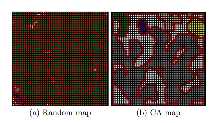 Figure 1: Johnson L, Cellular automata for real-time generation of infinite cave levels
